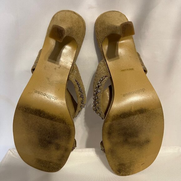 Dollhouse-Women's 2 Pair Sz 9 Slip On heels-Sequins/Beads-Embroidered-Tan/Brown - Picture 9 of 14